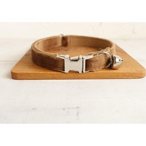 Pet Small Dog Collar THE AMBER Brown Adjustable Cat Nameplate ID 2 Sizes Poly Satin And Nylon Cat Collar Sash Small Bell