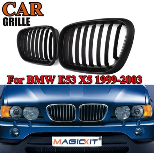 MagicKit 2pcs Matte Black Kidney Front Grill Grille for BMW X5 E53 2000-2003 Pre-facelift
