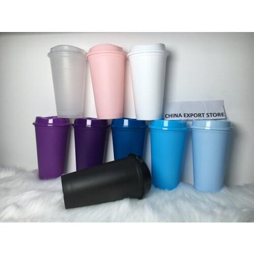 Bpa free watertight 16oz food grade starbuckss matte finish reusable plastic travel coffee cup with lid no printing