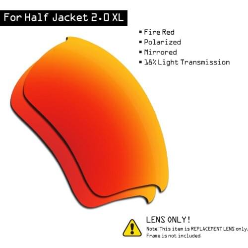 SmartVLT Polarized Sunglasses Replacement Lenses for Oakley Half Jacket 2.0 XL - Fire Red