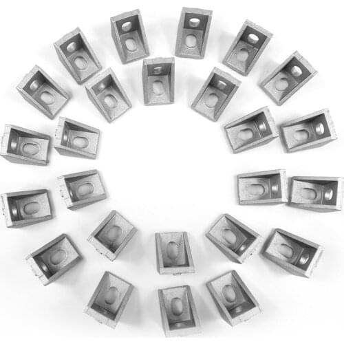 25pcs Durable Silver Aluminum 2020 Corner Brackets 20x20x17mm Solid Cast For 20mm Extrusion CNC Routers Corner Brackets