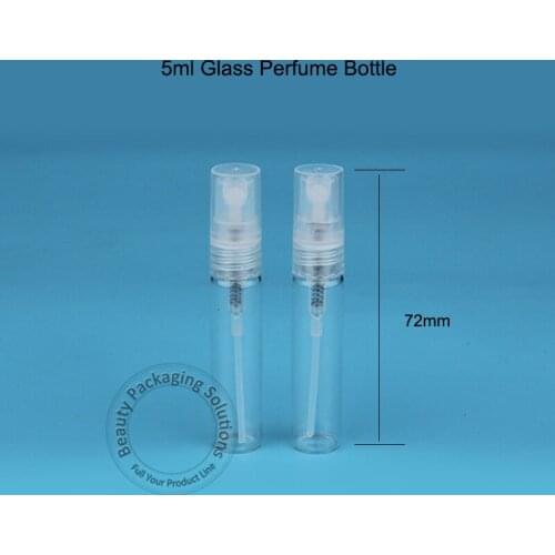 50pcs/Lot Promotion 5ml Empty Glass Spray Perfume Bottle Mini 1/6OZ Atomizer Plastic Lid Women Makeup Container Refillable Pot