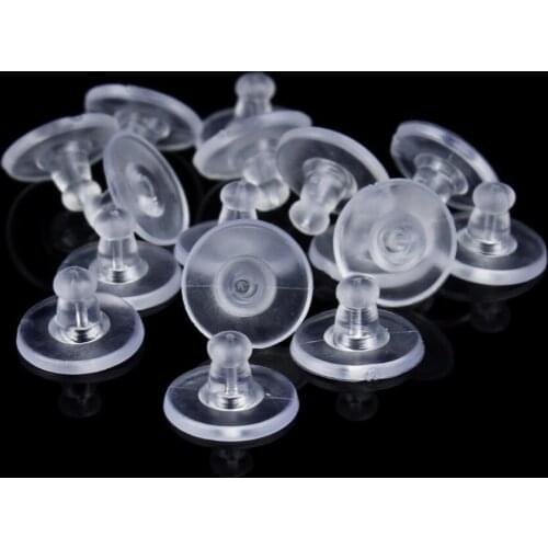 LOULEUR 100pcs/lot Rubber White Silicone Round Ear Plugging Blocked for Earrings Jewelry Plastic Earring Back Stoppers Jewelry