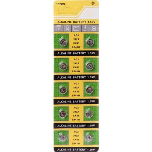 10PCS Cell Coin Alkaline Battery AG3 1.55V Button Batteries SR41 192 L736 384 SR41SW CX41 LR41 392 Lamp Chain Finger Light Watch