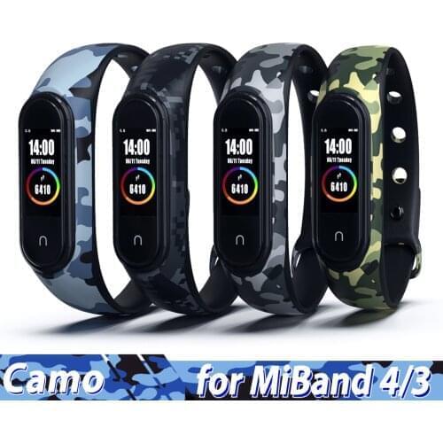 Silicone Bracelet for Xiaomi Mi Band 4 3 Strap Camouflage Wristband Replacement Watch Strap for Xiaomi Miband 4 Band3 NFC Belt