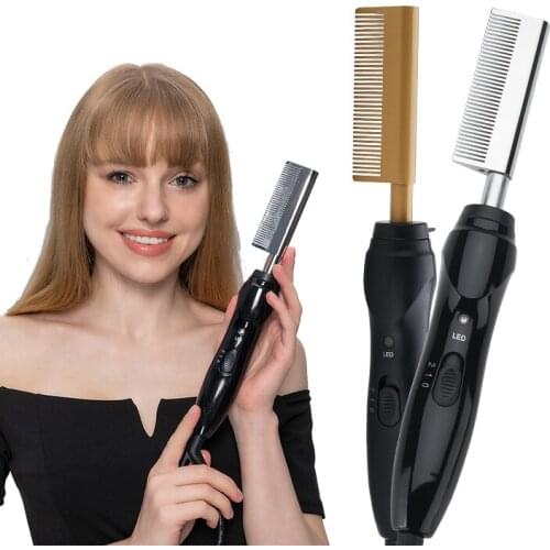 RESUXI Hair Straightener Flat Irons Straightening Brush Hot Heating Comb Hair Straight Styler Curling Iron Hair Curler Comb