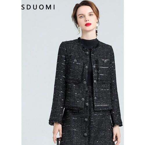 Autumn and winter 2021 new style small fragrance coarse tweed bright silk pocket woolen Jacket Womens fashion versatile top