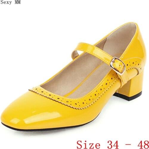 Pumps Mary Janes Women Oxfords Career Shoes Low Med Heels Woman Low Med Heel Shoes Plus Size 34 - 40 41 42 43 44 45 46 47 48