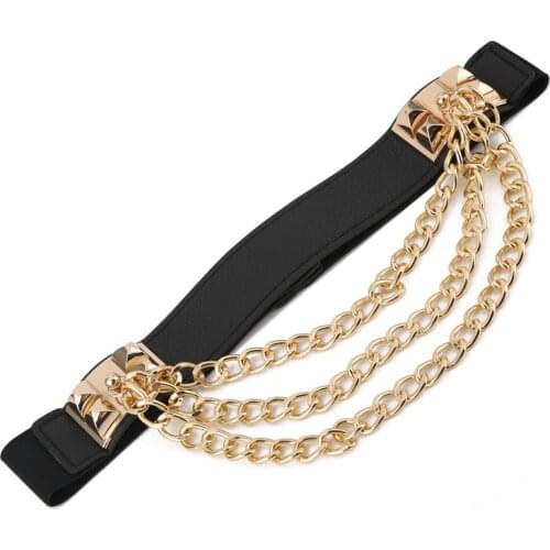 SISHION Womens fashion belt elastic waist belt female QZ0081 decorative chain metal belts 2021 new