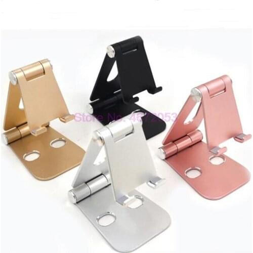 100pcs Aluminium Alloy Foldable Desktop Holder for Phone Tablet Rotation Adjustable Stable Mobile Stand for iPhone iPad