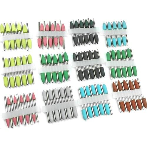 120PCS Dental SILICONE Polishing Burs Rubber Polishers 2.35mm Shank Dental Lab Diamond Burs