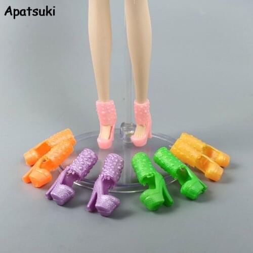 5pairs/lot Plastic Fashion Doll Shoes for Barbie Doll High Heel Sandal Boots for Barbie Dolls Shoes 1/6 BJD Doll Accessories Toy