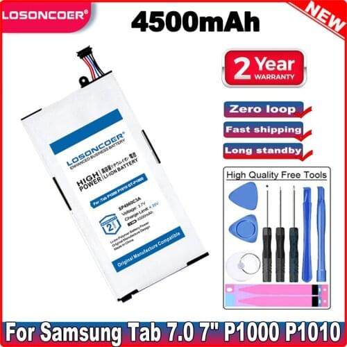 LOSONCOER 4500mAh SP4960C3A Battery For Samsung Galaxy Tab 7.0 7" P1000 P1010 GT-P1000 GT P1010 Tablet Battery + Free Tools