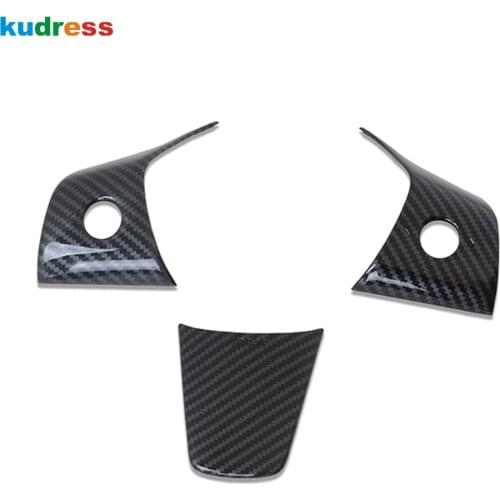 Car Interior Accessories For Tesla Model 3 2018 2019 20202021 Carbon Fiber Steering Wheel Decoration Cover Trim Frame Sticker