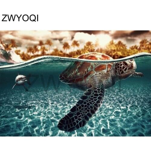Full Round Diamond painting Cross stitch Whale shark 5D DIY Diamond embroidery seawater Full Square Diamond mosaic Sea turtle
