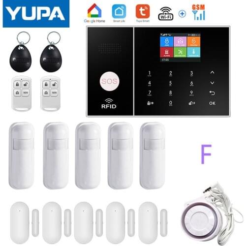 WIFI Wireless GSM Burglar Home Security Alarm System With Motion Sensor Door Detector Tuya SmartLife App Supports Alexa & Google