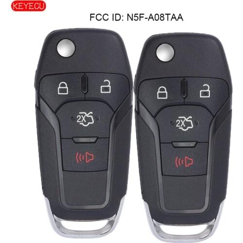 KEYECU 2PCS/LOT Flip Remote Key Keyless Entry Fob 4 Button 315MHz for Ford Fusion 2013-2015 FCC ID: N5F-A08TAA