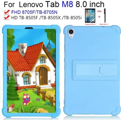 Case For Lenovo Tab M8 TB-8705F TB-8705N Stand Soft Silicon+PC Cover for lenovo tab M8 TB-8505 Tablet Shell Capa + Film+Stylus
