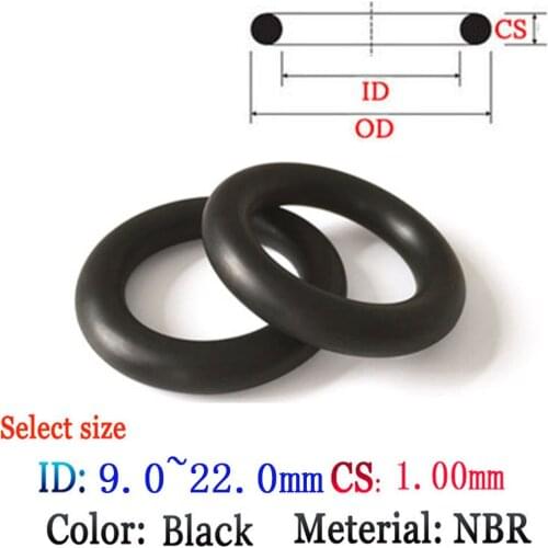 CS1.0mm ID9.0-22mm NBR Rubber O-Ring Washer Seal Plastic gasket Silicone ring film oil and water seal gasket NBR material