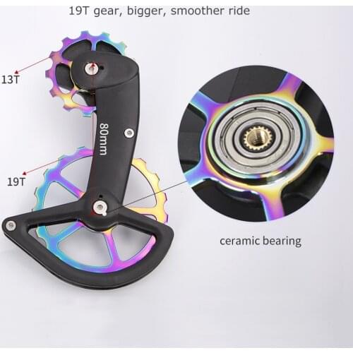 Carbon Bike Colorful Rear derailleur 19T Oversized Pulley Guide Wheel Rainbow Set for SHIMANO R9100/9150 R8000 SS/R8050 SS