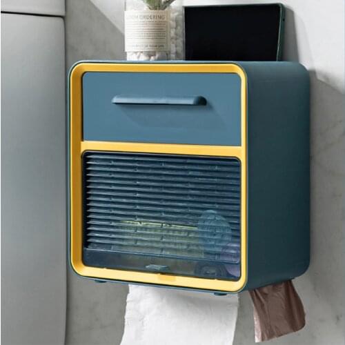 Toilet Roll Holder Wall Mount Toilet Waterproof Paper Holder Shelf Toilet Paper Tray Roll Paper Tube Storage Box Toiler