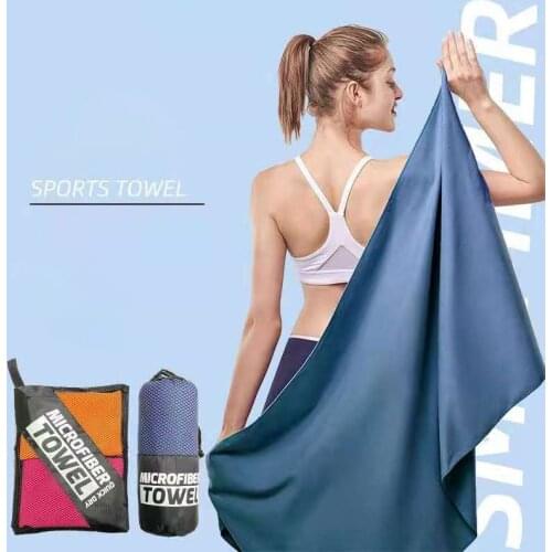 Double Sided Velvet Sports Quick Drying Water Absorption Fitness Swimming Towel Custom Logo Microfiber Bath Towel