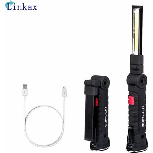 5 Modes COB LED Work Light USB Rechargeable Magnetic Torch Flexible Inspection Lamp Worklight for Camping Ligh built-in battery