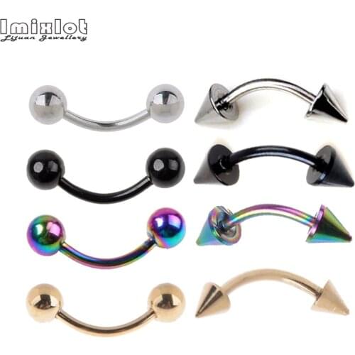 Imixlot 5Pcs/Lot Surgical Steel Eyebrow Piercing Eyebrow Pircing Curved Barbell Banana Piercings Body Jewelry Bijoux Earlets