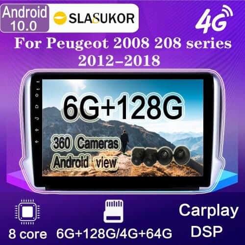 IPS For Peugeot 2008 208 series 2012-2018 Android 10 Car Stereo Multimedia Stereo Receiver Car GPS Player Navigation GPS Radio