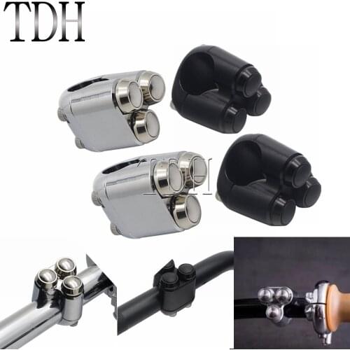 2pc Chrome Black 22mm 25mm Handlebar Control Switch Motorcycle Turn Signal/Light/horn 3-Button Switch Fit 7/8'' 1'' Bar Switch