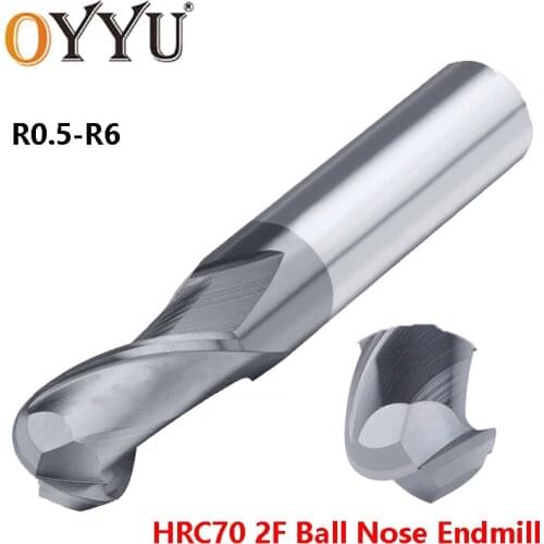 OYYU High Hardness Ball Nose Endmills HRC70 Lengthened CNC Round Tungsten Router Bit Solid Carbide End Mills R0.5 R1 R1.5 R1.75