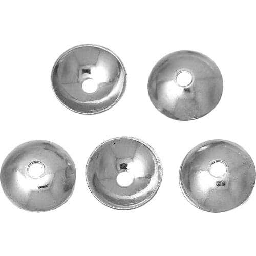 DoreenBeads 304 Stainless Steel Beads Caps Round Silver Color Blank DIY Making Jewelry (Fits 8mm Beads) 6mm( 2/8") Dia, 100 PCs