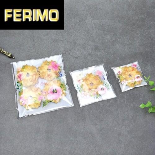 LBSISI Life Thank You Candy Cookie Bags Flower Resealable Gift Biscuits Food Beans Handmade Self Adhesive Packing Bags