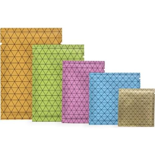 Matte Open Top Aluminum Foil Bag Square Pattern Heat Sealing Mask Herbal Cosmetics Nail Powder Packaging Bags