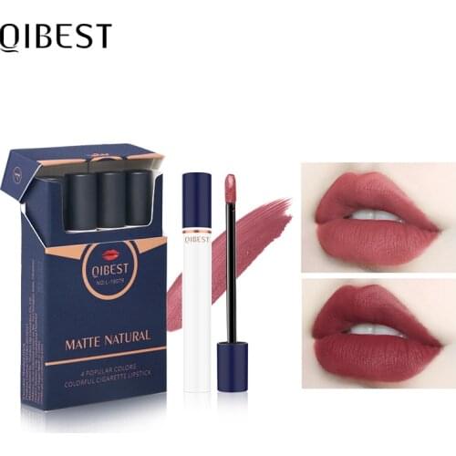 QIBEST Matte Lip Gloss Set Liquid Lipstick Cigarette Tube Lip Long Lasting Lip Tint Waterproof Lipgloss Makeup Set Cosmetics Kit
