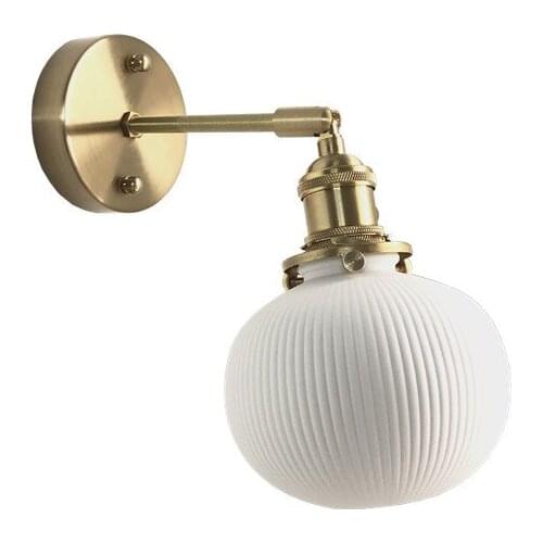 Nordic Simple Brass Ceramic Wall Lamp LED E27 Vintage Modern Indoor Lighting Aisle Hallway Decor Bedroom Bedside Lamp Study Cafe