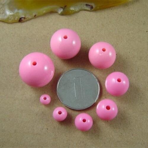 Wholesale Pink Acrylic Loose Round Spacer DIY Craft Plastic Beads Jewelry Accessories 6.8.10.12.14mm YK-05