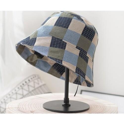 2021 new panama Womens Bucket hat for teens Blue Patchwork Hats for women sautumn and summer fashion hip hop hat cap Woman hat