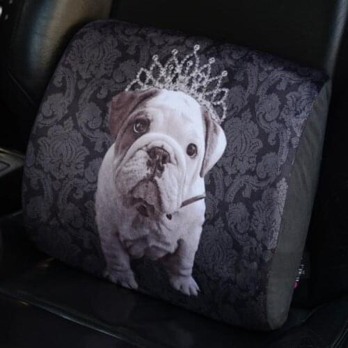 Top Quality Digital Printing Pattern Pit Bull Dog Car Seat Support Pillow Back Pillow Lumbar Support Soft Memory Foam 1 PC