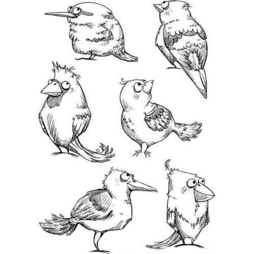 Six little Bird Transparent Silicone Rubber Stamp And Metal Die Sheet Cling Scrapbooking DIY Cute Pattern Photo Album