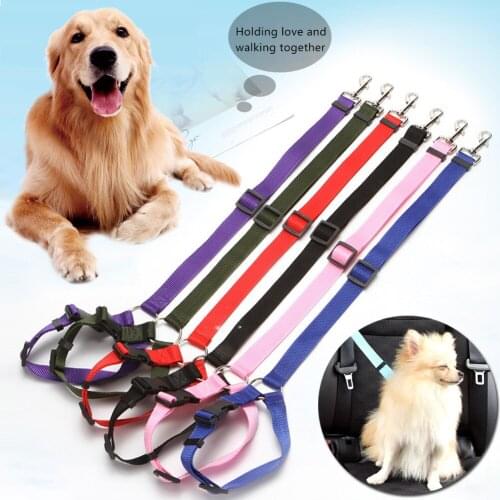 Pet Dog Cat Car Seat Belt Adjustable Harness Seatbelt Lead Leash for Small Medium Pet Dog Outdoor Travel Clip Pet Supply 7 Color