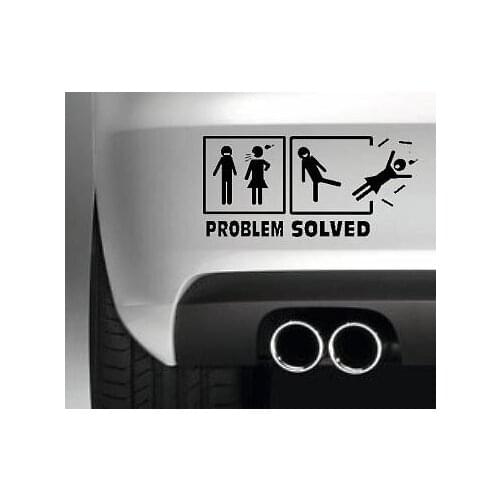For PROBLEM SOLVED CAR BUMPER STICKER FUNNY DRIFT JDM MAN TOLIET SIGN Car Styling