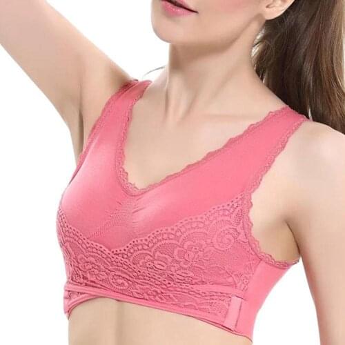 2020 Sexy Women Lace Front Cross Sports Bra Fitness Yoga Gather Top Support Side Buckle Underwire Sports Underwear