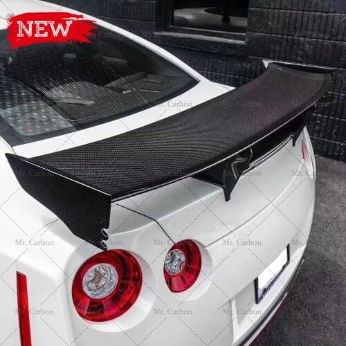 NIS GT SPOILER FOR NISSAN GTR R35 NISMO-STYLE CARBON FIBER TRUNK GT WING TRIM BODY KIT TUNING PART FOR R35 GT-R SPLITTER TAIL