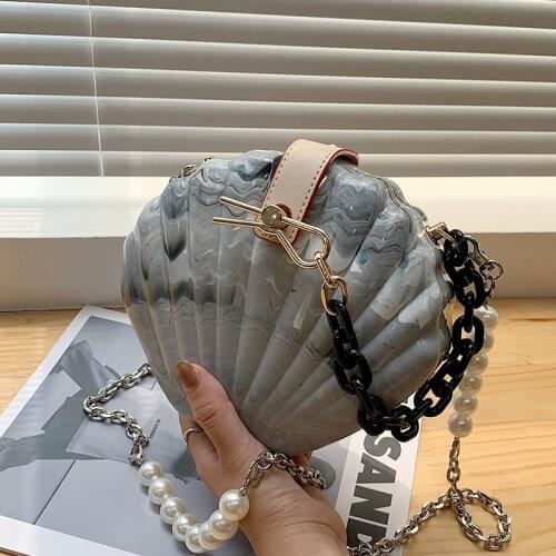 Hard Box Small Totes With Pearl Handle 2021 Summer New Quality Acrylic Womens Designer Handbag Chain Shoulder Messenger Bag