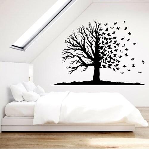 Nature Tree Vinyl Wall Decal Magic Fairy Tree Butterflies Branch Nature Wall Stickers for Home Room Decoraton Wallpaper B401