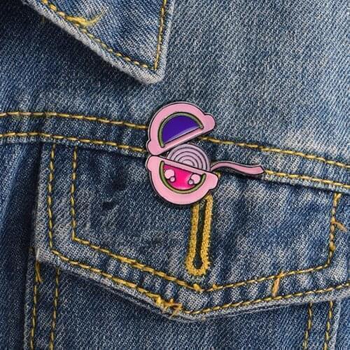 Cute Bubble gum Pin Pink Cartoon Circle Volume Roll Bubble Gum Brooch Chewing Gum Enamel Pin Badge Child Jewelry Gift