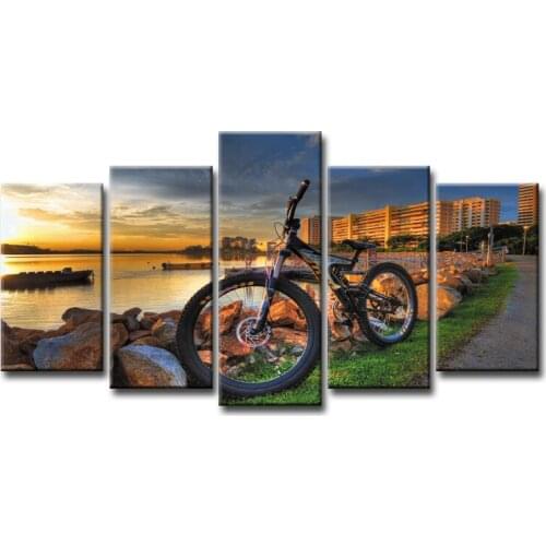 Framed 5 Panel landscape series Wall Art Oil Painting On Canvas Printed Painting Pictures Decor painting large living room