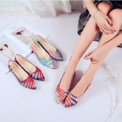 2019 Candy Color Women Shallow Color Womens Bowknot Suede Block Thick High Heels Shoes Bowtie Working Shoes U19-61