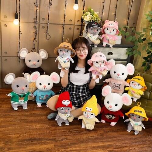 1PC 30-40CM Cute Soft Plush Cartoon Animal Wear Clothes Small Hamster Toy Doll Mouse Toy Girls Birthday Gift Christmas Present